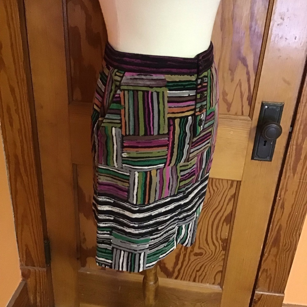 Anthropologie Odille bright striped velvet skirt - Picture 8 of 13